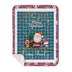 Personalized Gift Tartan Plaid Blanket Clan Laing Hunting With Funny Santa Snowman Reindeer Merry Christmas Gift Sherpa Blanket, blue plaid sherpa blanket,blue tartan sherpa blanket,Buchan,buffalo plaid sherpa blanket,christmas sherpa blanket,Christmas Throw Blanket