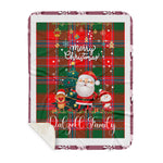 Personalized Gift Tartan Plaid Blanket Clan Dalzell With Funny Santa Snowman Reindeer Merry Christmas Gift Sherpa Blanket, blue plaid sherpa blanket,blue tartan sherpa blanket,Buchan,buffalo plaid sherpa blanket,christmas sherpa blanket,Christmas Throw Blanket