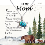 Opal Turtle Necklace - Mom Necklace, To My Mom I Love You To The Moon and Back Necklace, Gift For Mom Birthday Necklace