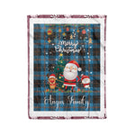 Personalized Gift Tartan Plaid Blanket Clan Angus Ancient With Funny Santa Snowman Reindeer Merry Christmas Fleece Blanket, Home Living Room, Plaid Blanket, Tartan Blanket, Scottish Blanket, Buffalo fleece blanket, Christmas Blanket