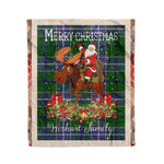 Personalized Gift Plaid Tartan Blanket Clan Wishart Hunting With Moose Lover Xmas Gift Santa Riding Christmas Fleece Blanket