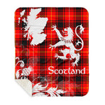 Sherpa Blanket - Tartan Blanket Thistle and Lion Scottish Clan MacIntyre Modern Plaid Blanket, plaid sherpa blanket queen,purple sherpa blanket,queen sherpa blanket,queen size sherpa blanket,red sherpa blanket,scottish tartan blankets,sherpa blanket,sherpa christmas blanket