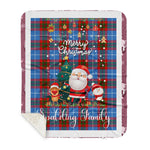 Personalized Gift Tartan Plaid Blanket Clan Spalding With Funny Santa Snowman Reindeer Merry Christmas Gift Sherpa Blanket, blue plaid sherpa blanket,blue tartan sherpa blanket,Buchan,buffalo plaid sherpa blanket,christmas sherpa blanket,Christmas Throw Blanket