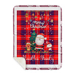 Personalized Gift Tartan Plaid Blanket Clan Hamilton With Funny Santa Snowman Reindeer Merry Christmas Gift Sherpa Blanket, blue plaid sherpa blanket,blue tartan sherpa blanket,Buchan,buffalo plaid sherpa blanket,christmas sherpa blanket,Christmas Throw Blanket