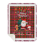 Personalized Gift Tartan Plaid Blanket Clan MacAlister With Funny Santa Snowman Reindeer Merry Christmas Gift Sherpa Blanket, blue plaid sherpa blanket,blue tartan sherpa blanket,Buchan,buffalo plaid sherpa blanket,christmas sherpa blanket,Christmas Throw Blanket