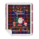 Personalized Gift Tartan Plaid Blanket Clan Pennycook With Funny Santa Snowman Reindeer Merry Christmas Gift Sherpa Blanket, blue plaid sherpa blanket,blue tartan sherpa blanket,Buchan,buffalo plaid sherpa blanket,christmas sherpa blanket,Christmas Throw Blanket