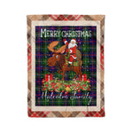 Personalized Gift Plaid Tartan Blanket Clan Malcolm Modern With Moose Lover Xmas Gift Santa Riding Christmas Fleece Blanket
