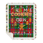 Personalized Gift Tartan Plaid Blanket Clan McCulloch With Christmas Cookie Baking Crew Christmas Gift Sherpa Blanket, tartan sherpa blanket,buffalo plaid sherpa blanket,christmas sherpa blanket,Christmas Throw Blanket,green plaid sherpa blanket,green sherpa blanket