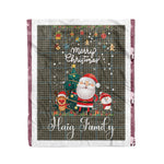 Scotstee Shop - Personalized Gift Tartan Plaid Blanket Clan Haig Gray With Funny Santa Snowman Reindeer Merry Christmas Fleece Blanket