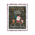 Personalized Gift Tartan Plaid Blanket Clan Farquharson Weathered With Funny Santa Snowman Reindeer Merry Christmas Fleece Blanket, Home Living Room, Plaid Blanket, Tartan Blanket, Scottish Blanket, Buffalo fleece blanket, Christmas Blanket
