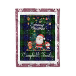 Personalized Gift Tartan Plaid Blanket Clan Campbell With Funny Santa Snowman Reindeer Merry Christmas Fleece Blanket, Home Living Room, Plaid Blanket, Tartan Blanket, Scottish Blanket, Buffalo fleece blanket, Christmas Blanket