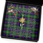 To My Beautiful Soulmate Sunflower Necklace In Your Eyes I Have Found My Home Clan Sutherland Tartan Jewelry For Girlfriend, Tartan Sunflower Pendant Necklace, Scottish Tartan Jewelry, valentine necklace, necklace girlfriend, necklace for wife, cute necklaces for girlfriend, jewelry for girlfriend, to my soulmate necklace, to my future wife necklace