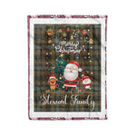 Personalized Gift Tartan Plaid Blanket Clan Stewart Hunting Weathered With Funny Santa Snowman Reindeer Merry Christmas Fleece Blanket, Home Living Room, Plaid Blanket, Tartan Blanket, Scottish Blanket, Buffalo fleece blanket, Christmas Blanket