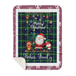 Personalized Gift Tartan Plaid Blanket Clan Forbes Lyon Court With Funny Santa Snowman Reindeer Merry Christmas Gift Sherpa Blanket, blue plaid sherpa blanket,blue tartan sherpa blanket,Buchan,buffalo plaid sherpa blanket,christmas sherpa blanket,Christmas Throw Blanket