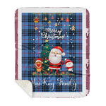 Personalized Gift Tartan Plaid Blanket Clan MacKay Blue With Funny Santa Snowman Reindeer Merry Christmas Gift Sherpa Blanket, blue plaid sherpa blanket,blue tartan sherpa blanket,Buchan,buffalo plaid sherpa blanket,christmas sherpa blanket,Christmas Throw Blanket