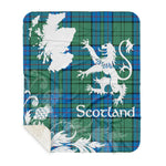 Scotstee Shop - Tartan Blanket Thistle and Lion Scottish Clan Lockhart Plaid Blanket - Sherpa Blanket