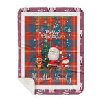 Personalized Gift Tartan Plaid Blanket Clan Hamilton Ancient With Funny Santa Snowman Reindeer Merry Christmas Gift Sherpa Blanket, blue plaid sherpa blanket,blue tartan sherpa blanket,Buchan,buffalo plaid sherpa blanket,christmas sherpa blanket,Christmas Throw Blanket