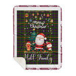 Personalized Gift Tartan Plaid Blanket Clan Hall With Funny Santa Snowman Reindeer Merry Christmas Gift Sherpa Blanket, blue plaid sherpa blanket,blue tartan sherpa blanket,Buchan,buffalo plaid sherpa blanket,christmas sherpa blanket,Christmas Throw Blanket