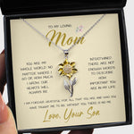 To My Loving Mom Necklace You Are Important To Me Gift For Her Mother's Day Love Sunflower Pendant Necklace