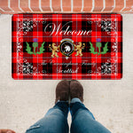 Doormat - Welcome Mat Scottish Clan Cunningham Modern Tartan Door Mat, Plaid Doormat With Thistle and Two Lion Scottish