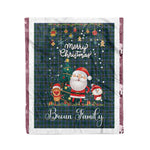 Personalized Gift Tartan Plaid Blanket Clan Broun Modern With Funny Santa Snowman Reindeer Merry Christmas Fleece Blanket, Home Living Room, Plaid Blanket, Tartan Blanket, Scottish Blanket, Buffalo fleece blanket, Christmas Blanket