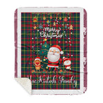 Personalized Gift Tartan Plaid Blanket Clan MacKintosh With Funny Santa Snowman Reindeer Merry Christmas Gift Sherpa Blanket, blue plaid sherpa blanket,blue tartan sherpa blanket,Buchan,buffalo plaid sherpa blanket,christmas sherpa blanket,Christmas Throw Blanket