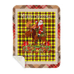 Personalized Gift Plaid Tartan Blanket Clan Jardine Yellow With Moose Lover Xmas Gift Santa Riding Buffalo Plaid Christmas Sherpa Blanket