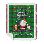 Personalized Gift Tartan Plaid Blanket Clan Elphinstone Hunting With Funny Santa Snowman Reindeer Merry Christmas Gift Sherpa Blanket, blue plaid sherpa blanket,blue tartan sherpa blanket,Buchan,buffalo plaid sherpa blanket,christmas sherpa blanket,Christmas Throw Blanket
