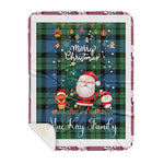 Personalized Gift Tartan Plaid Blanket Clan MacKay Ancient With Funny Santa Snowman Reindeer Merry Christmas Gift Sherpa Blanket, blue plaid sherpa blanket,blue tartan sherpa blanket,Buchan,buffalo plaid sherpa blanket,christmas sherpa blanket,Christmas Throw Blanket