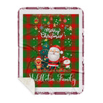 Personalized Gift Tartan Plaid Blanket Clan Middleton With Funny Santa Snowman Reindeer Merry Christmas Gift Sherpa Blanket, blue plaid sherpa blanket,blue tartan sherpa blanket,Buchan,buffalo plaid sherpa blanket,christmas sherpa blanket,Christmas Throw Blanket