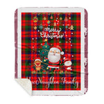 Personalized Gift Tartan Plaid Blanket Clan MacNaughton With Funny Santa Snowman Reindeer Merry Christmas Gift Sherpa Blanket, blue plaid sherpa blanket,blue tartan sherpa blanket,Buchan,buffalo plaid sherpa blanket,christmas sherpa blanket,Christmas Throw Blanket