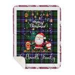 Personalized Gift Tartan Plaid Blanket Clan Galbraith With Funny Santa Snowman Reindeer Merry Christmas Gift Sherpa Blanket, blue plaid sherpa blanket,blue tartan sherpa blanket,Buchan,buffalo plaid sherpa blanket,christmas sherpa blanket,Christmas Throw Blanket