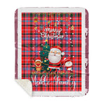Personalized Gift Tartan Plaid Blanket Clan Meikle With Funny Santa Snowman Reindeer Merry Christmas Gift Sherpa Blanket, blue plaid sherpa blanket,blue tartan sherpa blanket,Buchan,buffalo plaid sherpa blanket,christmas sherpa blanket,Christmas Throw Blanket