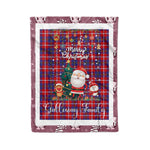 Personalized Gift Tartan Plaid Blanket Clan Galloway Red With Funny Santa Snowman Reindeer Merry Christmas Fleece Blanket, Christmas Blanket, Plaid Blanket, Tartan Blanket,Scottish Blanket