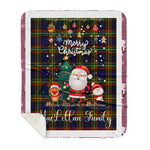 Personalized Gift Tartan Plaid Blanket Clan MacLellan Modern With Funny Santa Snowman Reindeer Merry Christmas Gift Sherpa Blanket, blue plaid sherpa blanket,blue tartan sherpa blanket,Buchan,buffalo plaid sherpa blanket,christmas sherpa blanket,Christmas Throw Blanket
