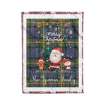 Personalized Gift Tartan Plaid Blanket Clan MacSporran With Funny Santa Snowman Reindeer Merry Christmas Fleece Blanket, Home Living Room, Plaid Blanket, Tartan Blanket, Scottish Blanket, Buffalo fleece blanket, Christmas Blanket