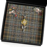 To My Beautiful Soulmate Sunflower Necklace In Your Eyes I Have Found My Home Clan Stewart Hunting Weathered Tartan Jewelry For Girlfriend, Tartan Sunflower Pendant Necklace, Scottish Tartan Jewelry, valentine necklace, necklace girlfriend, necklace for wife, cute necklaces for girlfriend, jewelry for girlfriend, to my soulmate necklace, to my future wife necklace