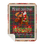 Personalized Gift Plaid Tartan Blanket Clan MacKintosh Hunting Modern With Moose Lover Xmas Gift Santa Riding Plaid Christmas Sherpa Blanket