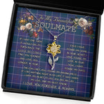 To My Beautiful Soulmate Sunflower Necklace In Your Eyes I Have Found My Home Clan Navy US Edzell Tartan Jewelry For Girlfriend, Tartan Sunflower Pendant Necklace, Scottish Tartan Jewelry, valentine necklace, necklace girlfriend, necklace for wife, cute necklaces for girlfriend, jewelry for girlfriend, to my soulmate necklace, to my future wife necklace