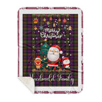 Personalized Gift Tartan Plaid Blanket Clan MacDonald Modern With Funny Santa Snowman Reindeer Merry Christmas Gift Sherpa Blanket, blue plaid sherpa blanket,blue tartan sherpa blanket,Buchan,buffalo plaid sherpa blanket,christmas sherpa blanket,Christmas Throw Blanket-Recovered