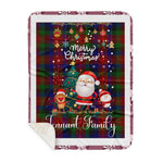 Personalized Gift Tartan Plaid Blanket Clan Tennant With Funny Santa Snowman Reindeer Merry Christmas Gift Sherpa Blanket, blue plaid sherpa blanket,blue tartan sherpa blanket,Buchan,buffalo plaid sherpa blanket,christmas sherpa blanket,Christmas Throw Blanket