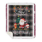Personalized Gift Tartan Plaid Blanket Clan Moffat With Funny Santa Snowman Reindeer Merry Christmas Gift Sherpa Blanket, blue plaid sherpa blanket,blue tartan sherpa blanket,Buchan,buffalo plaid sherpa blanket,christmas sherpa blanket,Christmas Throw Blanket