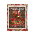 Personalized Gift Plaid Tartan Blanket Clan MacKintosh Hunting Weathered With Moose Lover Xmas Gift Santa Riding Christmas Fleece Blanket