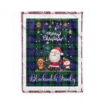 Personalized Gift Tartan Plaid Blanket Clan Blackwatch With Funny Santa Snowman Reindeer Merry Christmas Fleece Blanket, Home Living Room, Plaid Blanket, Tartan Blanket, Scottish Blanket, Buffalo fleece blanket, Christmas Blanket