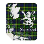 Sherpa Blanket - Tartan Blanket Thistle and Lion Scottish Clan Campbell Of Breadalbane Modern Plaid Blanket, plaid sherpa blanket queen,purple sherpa blanket,queen sherpa blanket,queen size sherpa blanket,red sherpa blanket,scottish tartan blankets,sherpa blanket,sherpa christmas blanket