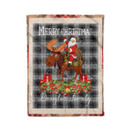 Personalized Gift Plaid Tartan Blanket Clan Douglas Grey With Moose Lover Xmas Gift Santa Riding Christmas Fleece Blanket