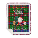 Personalized Gift Tartan Plaid Blanket Clan McGeachie With Funny Santa Snowman Reindeer Merry Christmas Gift Sherpa Blanket, blue plaid sherpa blanket,blue tartan sherpa blanket,Buchan,buffalo plaid sherpa blanket,christmas sherpa blanket,Christmas Throw Blanket
