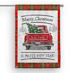 Scotstee Shop - Tartan Blanket Vintage Red Truck with Christmas Tree Family Scottish Clan Scott Plaid Blanket
