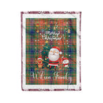 Personalized Gift Tartan Plaid Blanket Clan Wilson With Funny Santa Snowman Reindeer Merry Christmas Fleece Blanket, Home Living Room, Plaid Blanket, Tartan Blanket, Scottish Blanket, Buffalo fleece blanket, Christmas Blanket