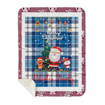 Personalized Gift Tartan Plaid Blanket Clan Roberton With Funny Santa Snowman Reindeer Merry Christmas Gift Sherpa Blanket, blue plaid sherpa blanket,blue tartan sherpa blanket,Buchan,buffalo plaid sherpa blanket,christmas sherpa blanket,Christmas Throw Blanket